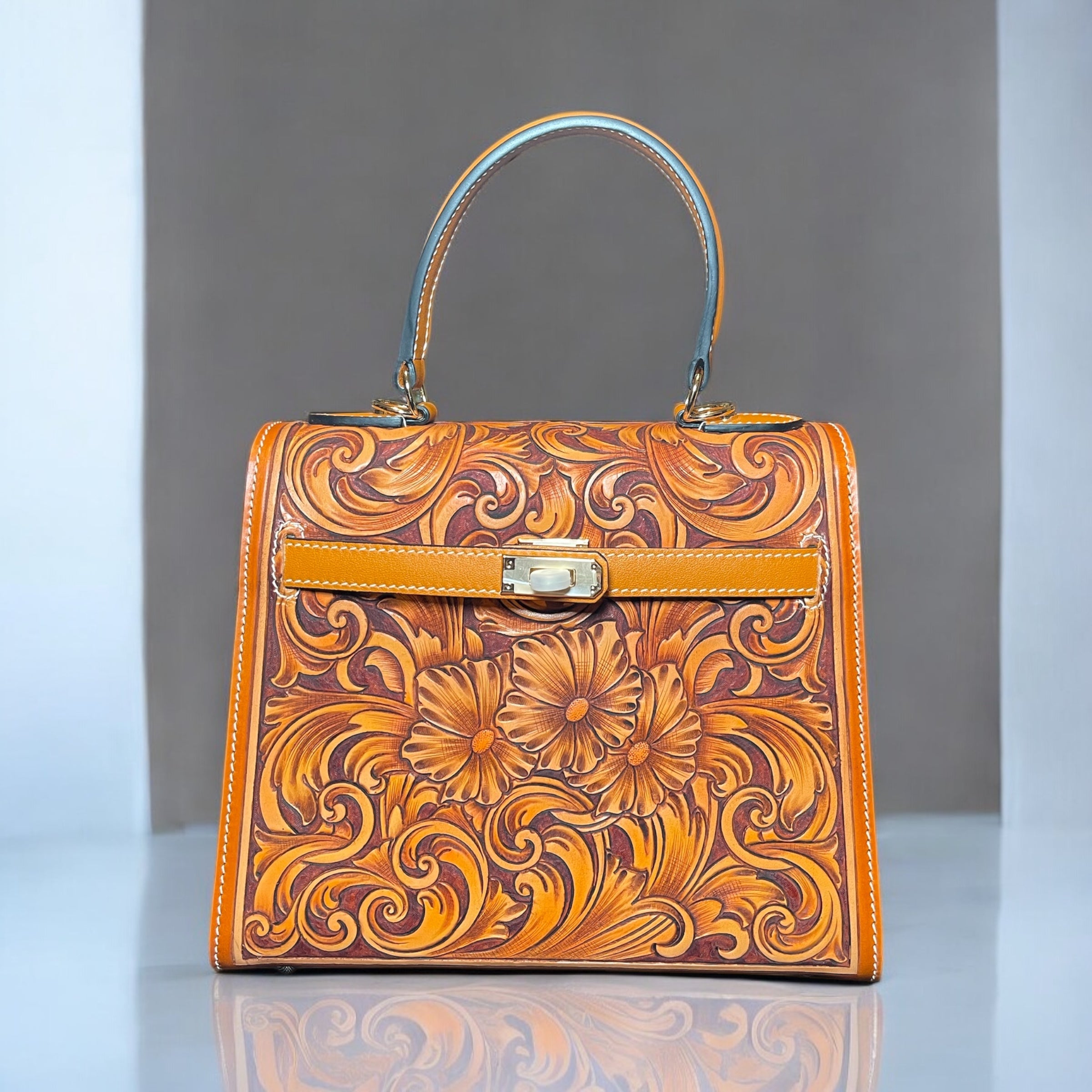 Sac Gabrielle orange – Vue dos gravure intégral 
