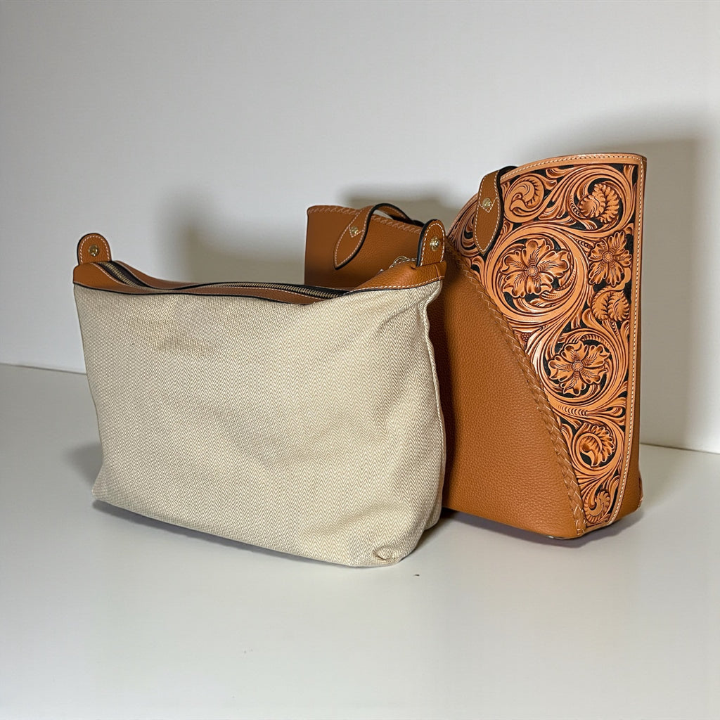 Pochette detachable à côté du sac Nayla marron 