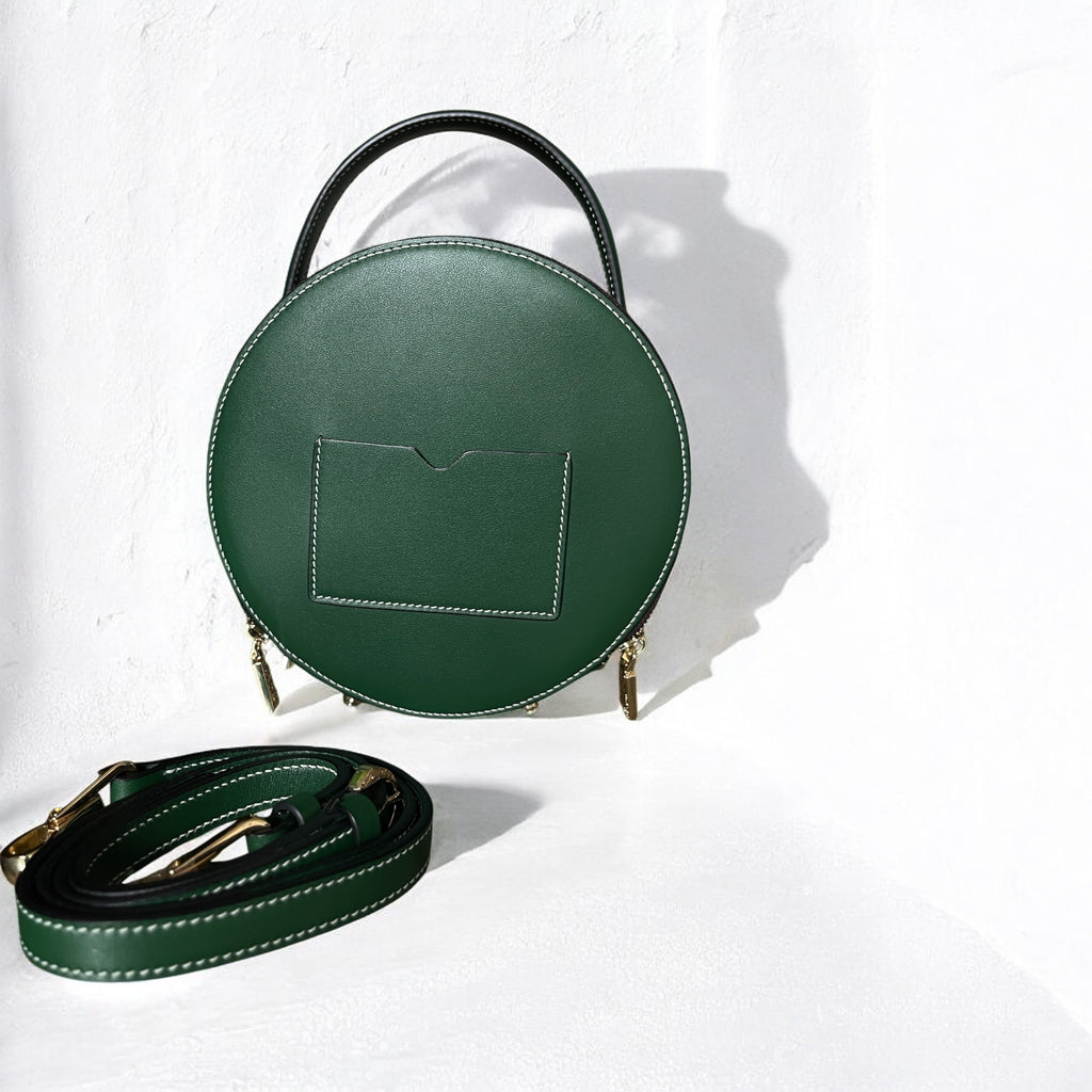 Sac Nicky noir en cuir gravé, vue de dos– Maison La Reine