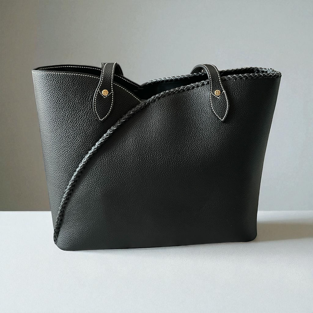 Sac cabas Nayla noir dos– cuir sculpté Maison La Reine